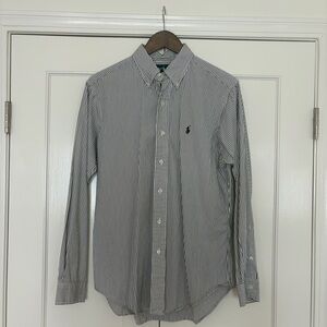 Ralph Lauren Classic Fit Striped Button Down Shirt Black White Size M